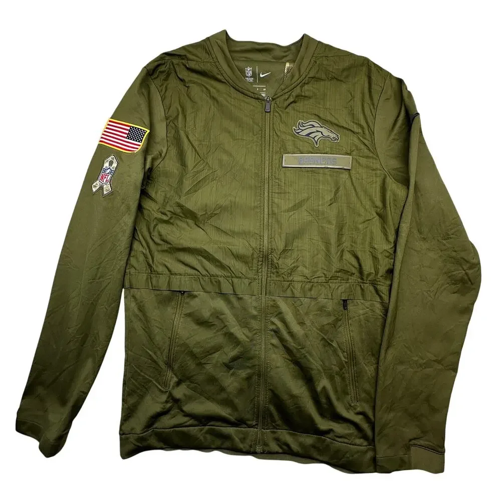 Denver Broncos Jacket Mens Small Olive Green NFL Nike Salute to Service Military